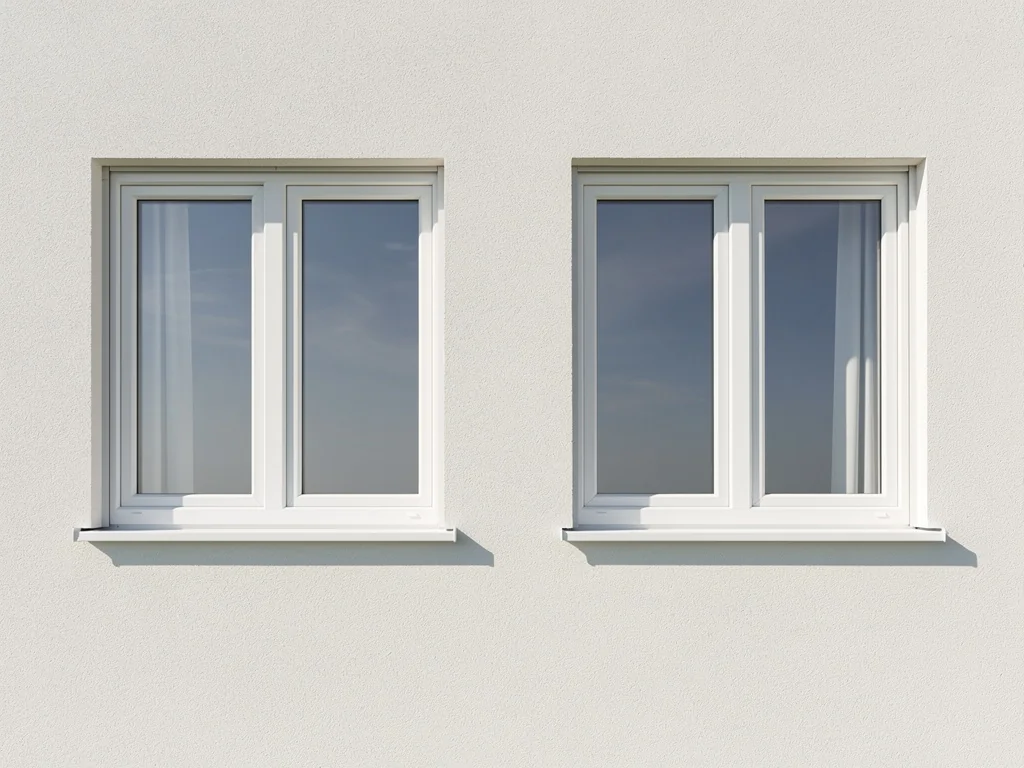 Alignement de fenêtres PVC blanches posées sur une façade rénovée